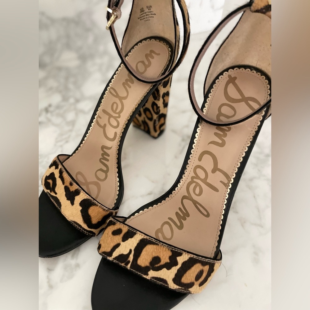 Sam Edelman Yaro Block Heel Cheetah Leapard Print Y2K Chunky Heels Size 8 - Picture 3 of 6